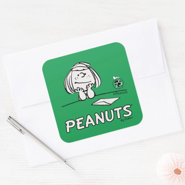 Peanuts___Peppermint_Patty_Thoughts_Square_Sticker_3 Peanuts Peppermint Patty Thoughts Square Sticker