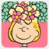 Peanuts___Sally_Half_&_Half_Flowers_Square_Sticker_1 Peanuts Sally Half Half Flowers Square Sticker