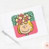 Peanuts___Sally_Half_&_Half_Flowers_Square_Sticker_3 Peanuts Sally Half Half Flowers Square Sticker