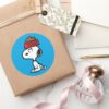 Peanuts___Snoopy_Balancing_His_Dog_Dish_Classic_Round_Sticker_5 Peanuts Snoopy Balancing His Dog Dish Classic Round Sticker