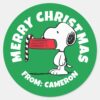 Peanuts___Snoopy_Candy_Cane_Food_Dish_Classic_Round_Sticker_1 Peanuts Snoopy Candy Cane Food Dish Classic Round Sticker