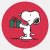 Peanuts___Snoopy_Christmas_Gift_Giver_Classic_Round_Sticker_1 Peanuts Snoopy Christmas Gift Giver Classic Round Sticker