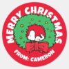 Peanuts___Snoopy_Christmas_Wreath_Classic_Round_Sticker_1 Peanuts Snoopy Christmas Wreath Classic Round Sticker 1