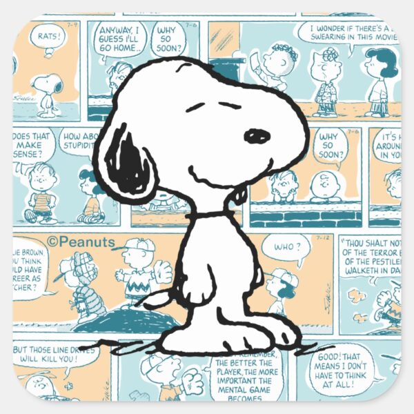 Peanuts___Snoopy_Comic_Pattern_Square_Sticker_1 Peanuts Snoopy Comic Pattern Square Sticker