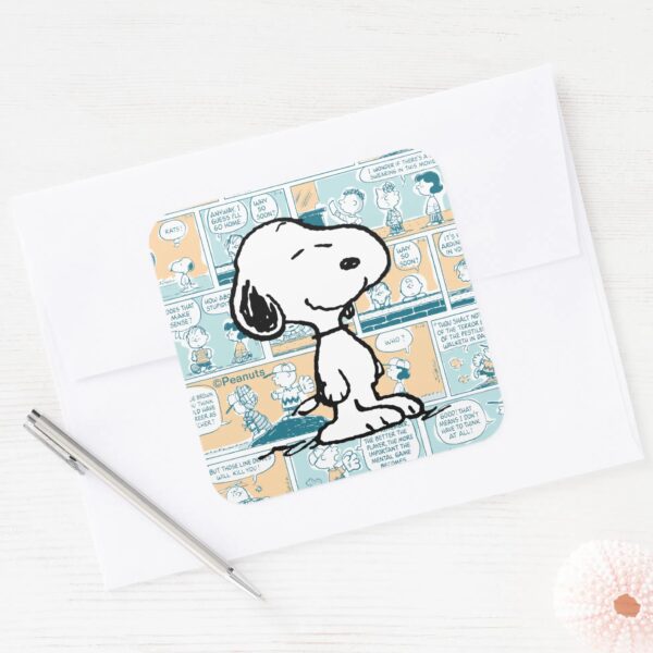 Peanuts___Snoopy_Comic_Pattern_Square_Sticker_3 Peanuts Snoopy Comic Pattern Square Sticker