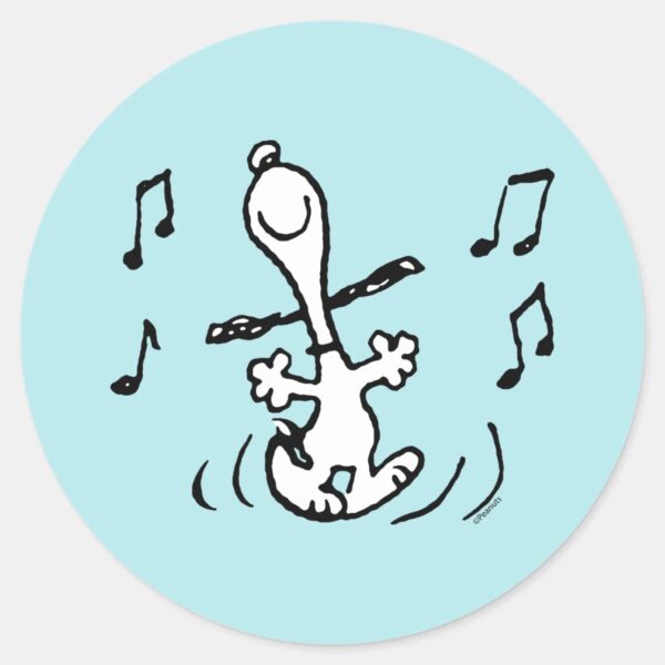 Peanuts Snoopy Dancing Classic Round Sticker