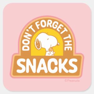Peanuts Snoopy Dont Forget The Snacks Square Sticker