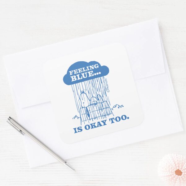 Peanuts___Snoopy_Feeling_Blue_Is_OK_Too_Square_Sticker_3 Peanuts Snoopy Feeling Blue Is OK Too Square Sticker