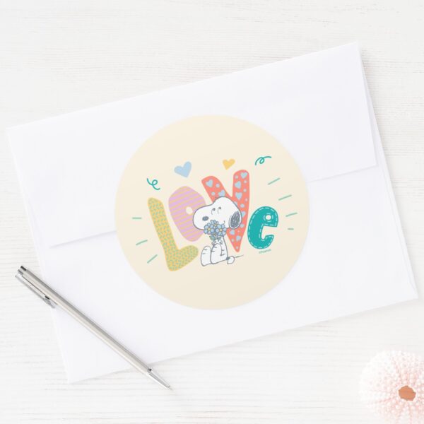 Peanuts___Snoopy_Flower_Love_Classic_Round_Sticker_3 Peanuts Snoopy Flower Love Classic Round Sticker