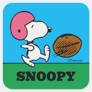 Peanuts___Snoopy_Football_Kicker_Square_Sticker_1 Peanuts Snoopy Football Kicker Square Sticker