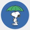 Peanuts___Snoopy_Green_Umbrella_Classic_Round_Sticker_1 Peanuts Snoopy Green Umbrella Classic Round Sticker