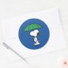 Peanuts___Snoopy_Green_Umbrella_Classic_Round_Sticker_3 Peanuts Snoopy Green Umbrella Classic Round Sticker