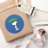 Peanuts___Snoopy_Green_Umbrella_Classic_Round_Sticker_5 Peanuts Snoopy Green Umbrella Classic Round Sticker