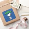 Peanuts___Snoopy_Green_Umbrella_Square_Sticker_5 Peanuts Snoopy Green Umbrella Square Sticker