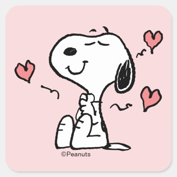 Peanuts___Snoopy_Hearts_Square_Sticker_1 Peanuts Snoopy Hearts Square Sticker