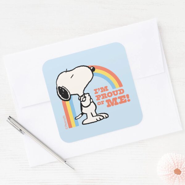 Peanuts___Snoopy_I'm_Proud_of_Me_Square_Sticker_3 Peanuts Snoopy Im Proud Of Me Square Sticker
