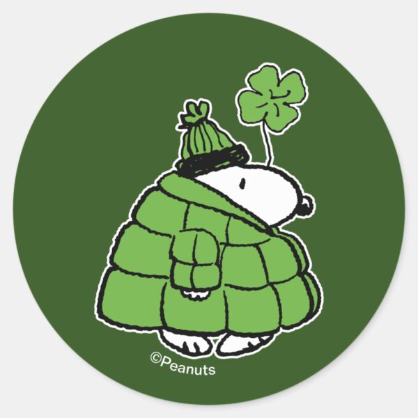 Peanuts___Snoopy_Lucky_Clover_Classic_Round_Sticker_1 Peanuts Snoopy Lucky Clover Classic Round Sticker