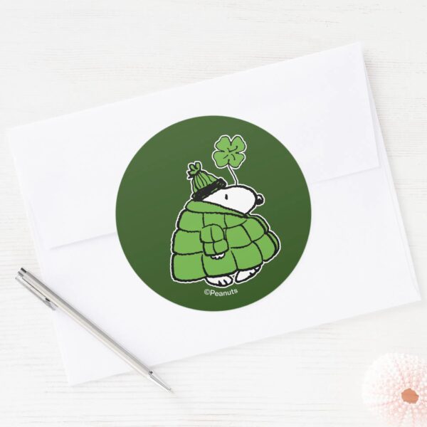 Peanuts___Snoopy_Lucky_Clover_Classic_Round_Sticker_3 Peanuts Snoopy Lucky Clover Classic Round Sticker