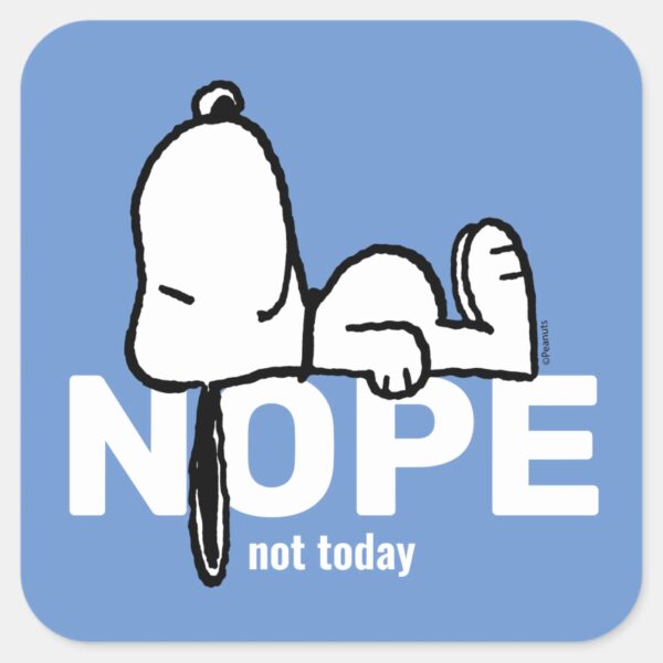 Peanuts___Snoopy_Not_Today_Square_Sticker_1 Peanuts Snoopy Not Today Square Sticker