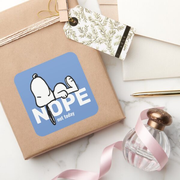 Peanuts___Snoopy_Not_Today_Square_Sticker_5 Peanuts Snoopy Not Today Square Sticker