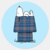 Peanuts___Snoopy_Plaid_Flannel_Holiday_Dog_House_Classic_Round_Sticker_1 Peanuts Snoopy Plaid Flannel Holiday Dog House Classic Round Sticker
