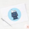 Peanuts___Snoopy_Plaid_Flannel_Holiday_Dog_House_Classic_Round_Sticker_3 Peanuts Snoopy Plaid Flannel Holiday Dog House Classic Round Sticker