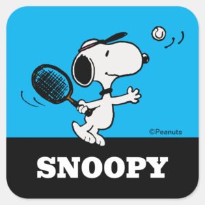 Peanuts___Snoopy_Plays_Tennis_Square_Sticker_1 Peanuts Snoopy Plays Tennis Square Sticker
