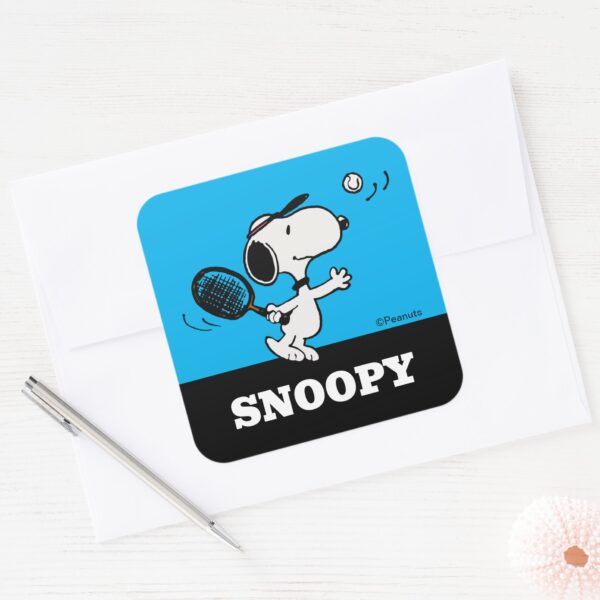 Peanuts___Snoopy_Plays_Tennis_Square_Sticker_3 Peanuts Snoopy Plays Tennis Square Sticker