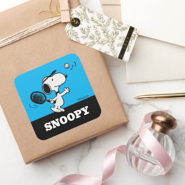 Peanuts___Snoopy_Plays_Tennis_Square_Sticker_5 Peanuts Snoopy Plays Tennis Square Sticker