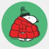Peanuts___Snoopy_Red_Puffer_Jacket_Classic_Round_Sticker_1 Peanuts Snoopy Red Puffer Jacket Classic Round Sticker
