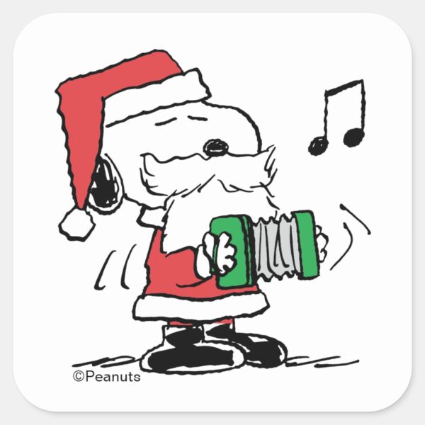 Peanuts___Snoopy_Santa_Claus_Accordian_Square_Sticker_1 Peanuts Snoopy Santa Claus Accordian Square Sticker