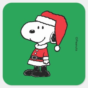 Peanuts Snoopy Santa Claus Square Sticker
