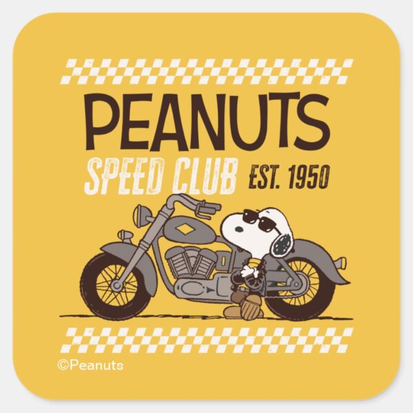 Peanuts___Snoopy_Speed_Club_Square_Sticker_1 Peanuts Snoopy Speed Club Square Sticker