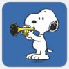 Peanuts___Snoopy_Trumpet_Player_Square_Sticker_1 Peanuts Snoopy Trumpet Player Square Sticker