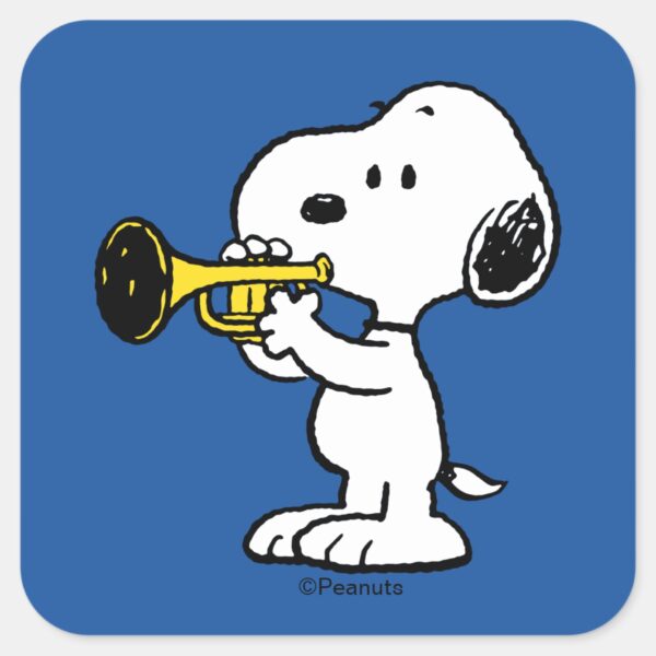 Peanuts___Snoopy_Trumpet_Player_Square_Sticker_1 Peanuts Snoopy Trumpet Player Square Sticker