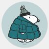 Peanuts___Snoopy_Winter_Puffer_Jacket_Classic_Round_Sticker_1 Peanuts Snoopy Winter Puffer Jacket Classic Round Sticker