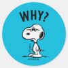 Peanuts___Snoopy_Wonders_Why__Classic_Round_Sticker_1 Peanuts Snoopy Wonders Why Classic Round Sticker