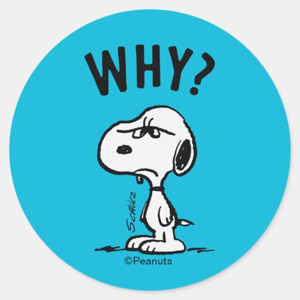 Peanuts___Snoopy_Wonders_Why__Classic_Round_Sticker_1 Peanuts Snoopy Wonders Why Classic Round Sticker