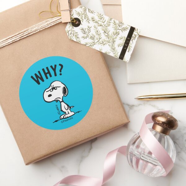 Peanuts___Snoopy_Wonders_Why__Classic_Round_Sticker_5 Peanuts Snoopy Wonders Why Classic Round Sticker