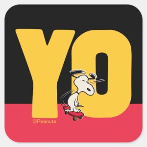 Peanuts Snoopy YO Skateboard Square Sticker