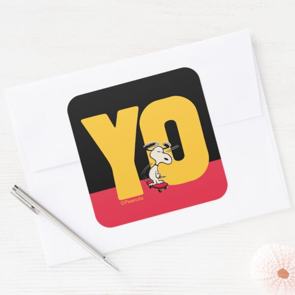 Peanuts___Snoopy_YO_Skateboard_Square_Sticker_3 Peanuts Snoopy YO Skateboard Square Sticker