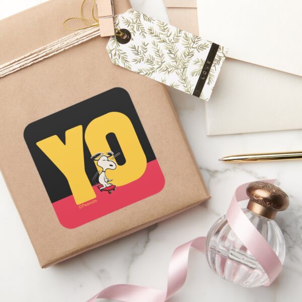 Peanuts___Snoopy_YO_Skateboard_Square_Sticker_5 Peanuts Snoopy YO Skateboard Square Sticker