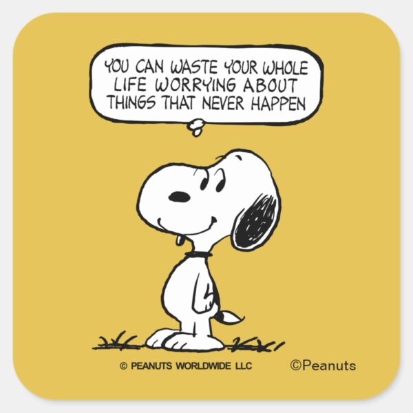 Peanuts___Snoopy_You_Can't_Waist_Your_Whole_Life_Square_Sticker_1 Peanuts Snoopy You Cant Waist Your Whole Life Square Sticker