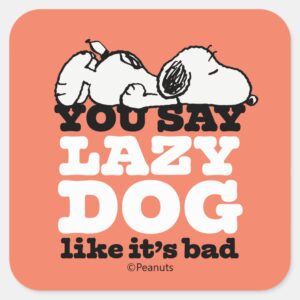 Peanuts Snoopy You Say Lazy Dog Like Its Bad Square Sticker