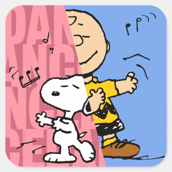 Peanuts___Snoopy_&_Charlie_Brown_Half_&_Half_Dance_Square_Sticker_1 Peanuts Snoopy Charlie Brown Half Half Dance Square Sticker