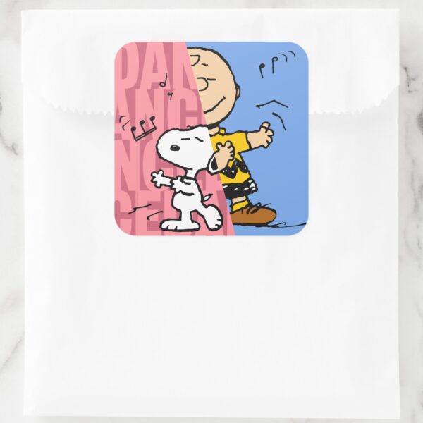 Peanuts___Snoopy_&_Charlie_Brown_Half_&_Half_Dance_Square_Sticker_3 Peanuts Snoopy Charlie Brown Half Half Dance Square Sticker