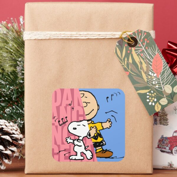 Peanuts___Snoopy_&_Charlie_Brown_Half_&_Half_Dance_Square_Sticker_5 Peanuts Snoopy Charlie Brown Half Half Dance Square Sticker