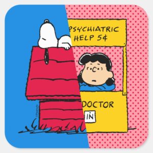 Peanuts___Snoopy_&_Lucy_Half_&_Half_Square_Sticker_1 Peanuts Snoopy Lucy Half Half Square Sticker