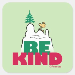 Peanuts Snoopy Woodstock Be Kind Square Sticker