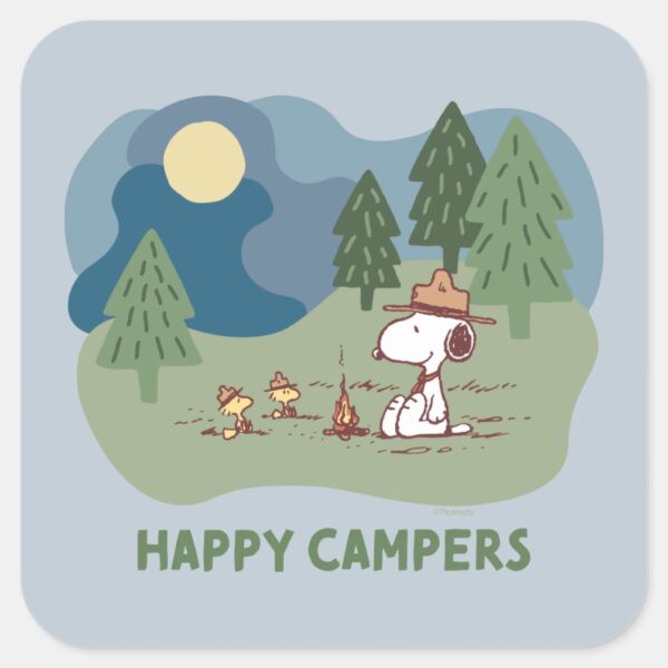 Peanuts___Snoopy_&_Woodstock_Camp_Site_Square_Sticker_1 Peanuts Snoopy Woodstock Camp Site Square Sticker